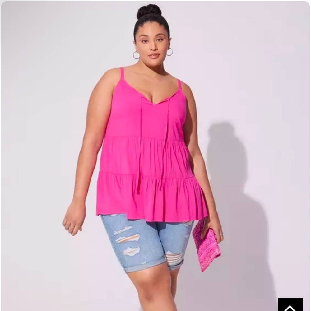NWT torrid Rayon Slub Tiered Tie-Front Cami, Plus Size, Size 1/1X /14/16